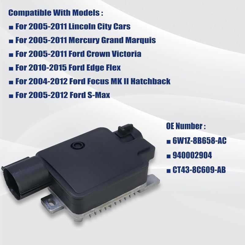 AIKEN Engine Cooling Fan Control Module Cooling Fan Motor Relay for Ford Edge & Lincoln MKX 2007-2015, Ford Crown Victoria Town Car Mercury Grand Marquis 2006-2011, 7T4Z8B658A 6W1Z8B658AC. - Image 5